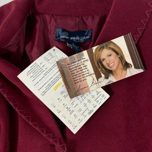 Susan Graver Stretch Moleskin Western Jacket Size L Red Floral Embroidered NWT - Picture 7 of 14